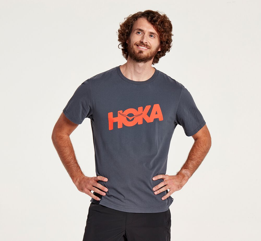 Hoka One One Brand T-Shirt Herr Blå - SE-8216503